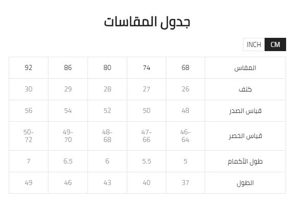 جدول مقاسات الاطفال من سن ١ الى ١٢ سنة برنامج ابرة وفتلة فيسبوك